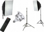 Xrec studijinis rinkinys 5in1 rinkinys Led lempa 200w (1600w) 3000-6500k + Nuotolinio valdymo pultas Softbox 50x70cm Trikojis 230cm / Led803