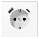 Jung Ki&scaron;tukinis lizdas su įžeminimu ir USB krovikliais, LS1520-15CAWW, baltas