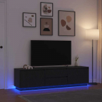 TV staliukas Televizoriaus spintelė su LED ap&scaron;vietimu, 193,5x41x50 cm