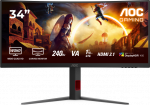 Monitorius AOC CU34G4Z 34inch 3440x1440 1ms 2xHDMI DP USB Juodas/Raudona