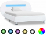 Lova Lovos rėmas su LED, baltas, 100x200cm, dirbtinė oda