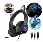 Bluetooth Ausinės Cat Ears LED &scaron;viečiančios ausitės Happy people Q-03