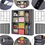 Sulankstoma medžiaginė drabužių spinta, Happy people AM-3, pilka