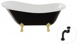Vonia Besco Otylia B&W 160, Juodas/Baltas+Gold, su sifonu Klik-klak Juodas