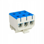 Elektro Plast 48.350 3 polių paskirstymo-&scaron;akos blokas AL/CU 3x50mm2 mėlynas plok&scaron;čias montavimas ir TH bėgis WLZ35/3x50/n 48.350