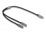 Delock Headset Adapteris USB Type-C&trade; Stecker DAC 24 Bit - / 96 kHz Hi-Res zu 2 x 3,5 mm 3 Pin Klinkenbuchse