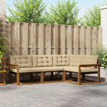Sofa Lauko sofos komplektas su pagalve 4 pcs Natūralus ir bežinis