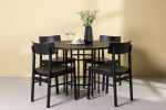 Venture Design Valgomojo komplektas Kopenhagos valgomojo stalas ir Montros kėdės 115 cm juodas MDF