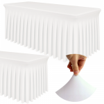 Tamprus užvalkalas banketiniam stalui su klostėmis, baltas, 180x76 cm