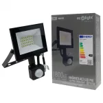 Ecolight LED prožektorius PIR NL-3 20W 1800lm 4000K juodas IP54 su judesio jutikliu (EC61476)