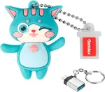 Garrulax usb 3.0 atmintinės, vandeniui atspari silikoninė didelės spartos usb 3.0 duomenų saugojimo atmintinė su otg type c adapteriu (žalias cat, 32 gb)
