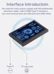 Pusokei 5 colių Ips Usb ekranas, Pc Cpu Gpu Ram duomenų temperatūros monitorius, Usb C Ips viso matymo kampo Pc jutiklių skydelio ekranas su pagrindu ir &scaron;akotuvu, skirtas sistemoms