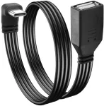 Jsadzkj 90 laipsnių stačiu kampu usb c 2.0 kabelis type c į usb female otg adapterio kabelis usb type c plok&scaron;čias trumpas kabelis, universalus plan&scaron;etinis kompiuteris, usb atmintinė ne&scaron;iojamas kompiuteris 30 cm (kampas auk&scaron;tyn/žemyn)