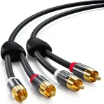 Deleycon 1m cinch kabelis stereo audio cinch rca kabelis 2x cinch ki&scaron;tukai į 2x cinch ki&scaron;tukus hifi sistemos hifi imtuvai namų kinas blu ray grotuvai - juodas