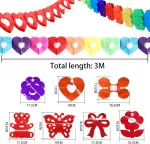 Connection spalvinga girlianda popierinė dekoracija 7 dalys keturlapių dobilų girliandų vakarėlio dekoracijų rinkinys popierinės girliandos spalvingos pakabinamos vakarėlio girliandos vestuvėms karnavalui gimtadienio girlianda