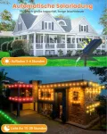 Saulės energija įkraunamos lauko dekoratyvinės lemputės 10 m, Led dekoratyvinės lemputės laukui Rgb 100 Led dekoratyvinės lemputės valdomos programėle 200+ scenų režimų vandeniui atsparios Ip65 dekoratyvinės lemputės balkonui sodui kalėdoms Helovinui ...