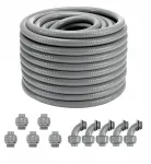 Vevor gofruotas žarna 30,5 m pilka Pvc lanksti žarna 8,8kg gofruoto vamzdžio