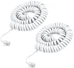 Spiralinis telefono laidas Rj9 (4p4c), 1.2m, baltas