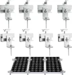 Saulės kolektorių montavimo rinkinys, 8 aliuminio saulės kolektorių laikikliai 3 saulės moduliams, mini montavimo bėgelis, su formos laikiklis ir 2 centriniai spaustuvai plok&scaron;tiems stogams, &scaron;laitiniams stogams, stogo rėmams montuoti 4 (30 mm)