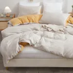 Freyamy apverčiamas patalynės komplektas 200 x 220 cm 3 dalių smėlio geltonumo vienspalvis apverčiamas patalynės komplektas i&scaron; mink&scaron;to mikropluo&scaron;to, eleganti&scaron;kas antklodės užvalkalas su užtrauktuku ir 2 pagalvių užvalkalai 80 x 80 cm