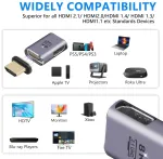 Sinloon magnetinis hdmi adapteris 10 kontaktų hdmi 2.1 jungtis i&scaron; tėvi&scaron;kos į moteri&scaron;ką, 8k uhd vaizdo įra&scaron;as, suderinamas su kompiuteriu, žaidimų konsole, i&scaron;maniąja dėžute, monitoriumi, televizoriumi, projektoriumi (hdmi left)
