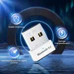 Confitik bluetooth adapteris kompiuteriui - usb bluetooth 5.4 dongle - bluetooth stick, mažas latentinis laikas, plug & play, suderinamas su windows 11/10/8.1/7 staliniams, ne&scaron;iojamiems kompiuteriams, ausinėms, klaviatūrai, pelei