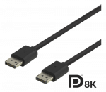 DELTACO 8K DisplayPort kabelis, DP 1.4, 7680x4320 60Hz, 3m, juodas DP8K-1030