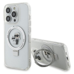 Apple iPhone 14 Pro Karl Lagerfeld dėklas Ring Stand Karl&Choupettte MagSafe (KLHMP14LHMRSKCH) baltos spalvos