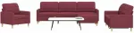 Sofa Sofos komplektas su pakoja, 4 dalių, vyno, audinys