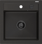 Gold Granitinė virtuvinė plautuvė Mexen Vito su sifonu, Metallic juodas/auksinis+Juodas, 520 x 490 mm