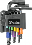 &Scaron;e&scaron;iakampių raktų su rutuline galvute rinkinys Bradas HX 1,5-10 mm, multicolour / short, 9 vnt.