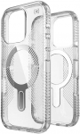 Speck Presidio Perfect-Clear Grip ClickLock & MagSafe &ndash; dėklas, skirtas iPhone 16 Pro (skaidrus / chromo apdaila / ramus sidabras)