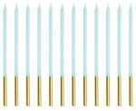 Party Deco Gimtadienio žvakės lygiai mėlynos spalvos 14cm 12vnt