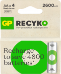 GP Battery GP - ReCyko įkraunamos baterijos, AA dydžio, 2600 mAh, 4 vnt. pakuotė