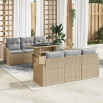 Lauko baldų komplektas Sodo Sofų Rinkinys su saugykla 7 pcs Smėlio Poli ratanas