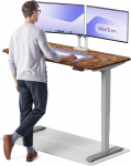 Elektrinis reguliuojamo auk&scaron;čio stalas Desktronic HomePro Rie&scaron;utmedžio masyvas/Pilkas, 140x70cm, Dvigubas motoras, USB ir USB-C įkrovimo lizdai