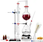 Eterinių aliejų distiliavimo rinkinys, 2000 ml, su kaitinimo plok&scaron;te, laboratorinis stiklas