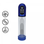 Pumped By Shots Mėlyna Engage - Automatic Atsparus vandeniui Penis Pump and Masturbator - Metallic Mėlyna