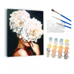 Winder Home Tapyba pagal skaičius &ndash; paveikslas, dažai, teptukai, rinkinys &bdquo;Moteris su gėlėmis&ldquo;, 40&times;50 cm