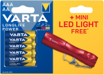 VARTA Longlife Power LR03/LR06 baterijos x4 + mini LED žibintuvėlis