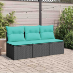 Sodo sofa su pagalve Juoda 165 x 62 x 69 cm Poli ratanas