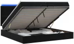 Otmana lova su matracsu ir LED Juoda 200 x 200 cm Aksomas