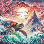 Ava Stitch Siuvinėjimo kryželiu rinkinys &bdquo;Kylančios saulės vėžlys&ldquo; 28&times;28 cm