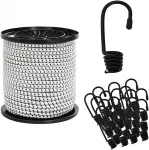 Bungee virvės su kabliukais 4 mm Juoda ir Balta PP ir guma
