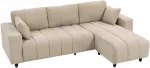 Kampinė sofa su keičiama gulimąja dalimi, 3 vietų, smėlio spalvos, 242 x 156 x 87 cm