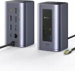 Baseus USB-C stotelė Nomos Air 12 in 1, 2x 4K HDMI, 10Gbps USB, 100W PD, Ethernet