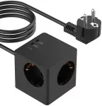 Accezz PowerCube Strip | 6-in-1 – 1x USB-C + 2x USB-A + 3x lizdai – 4000 vatų – Juodas
