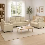 Sofa Sofos komplektas 3 vnt. Kreminė Audinys