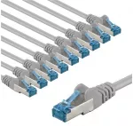 Goobay CAT 6A kabelis krosowy, S/FTP (PiMF), 2 m, pilka, komplektas 10 - Długość kabla 2 m