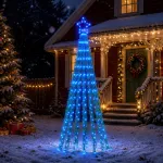 LED Kalėdų medis 180 cm 255 LED Mėlyna Plienas Juoda